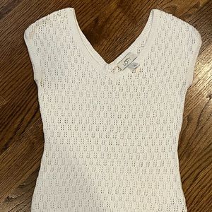 Ann Taylor Loft white knit sleeveless shirt, XS